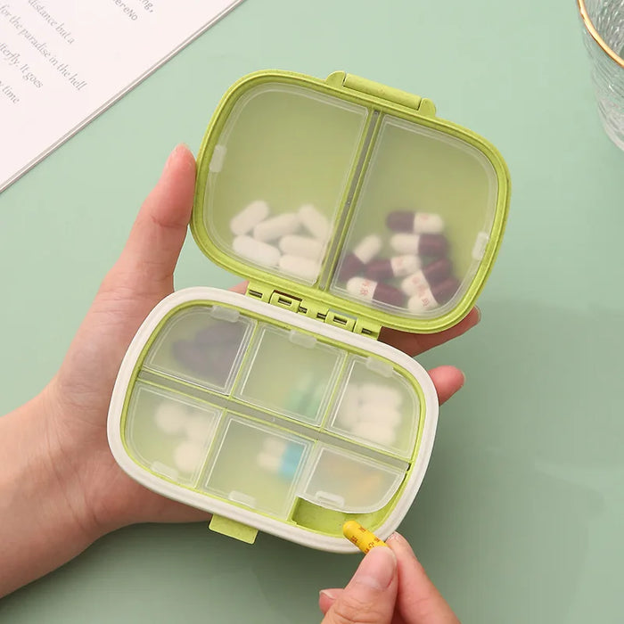 8 Grids Organizer Container For Tablets Travel Pill box With Seal ring Small box for tablets Wheat straw container for medicines