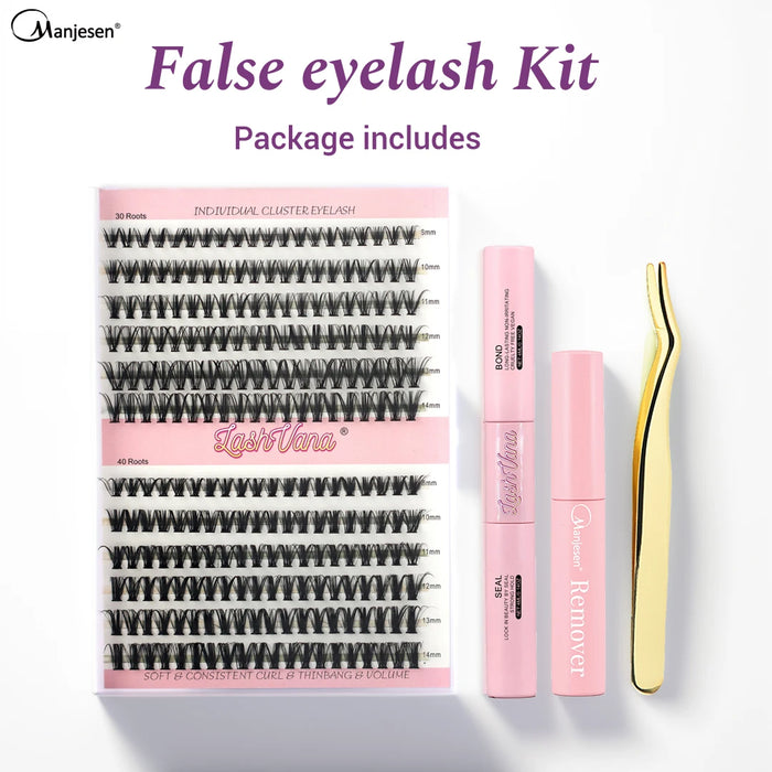 DIY Lashes Extension Kit Eyelashes 240 PCS Clusters Lash Bond and Seal Makeup Tools for Gluing  Lashes Cluster Extension Kit