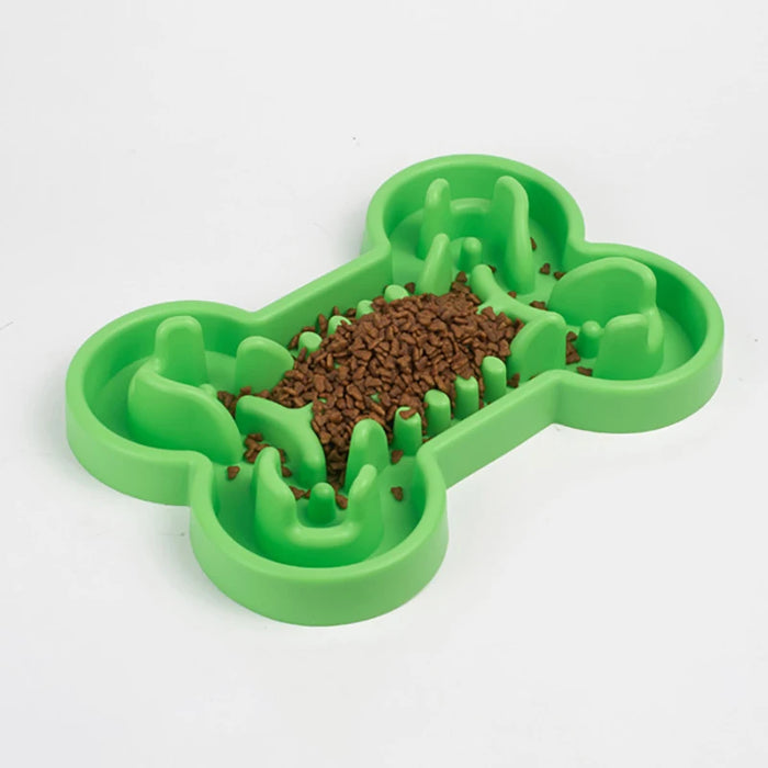 Pet Slow Food Bowl Silicone Bone Shaped Anti-Skid Dog Bowl Cats Feeding Bowls Leakproof Food Feeder Training Dog Slow Food  Pet