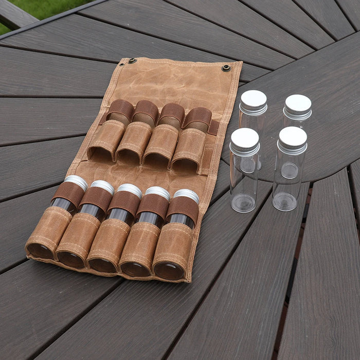 Leather Spice Jar Storage Bag