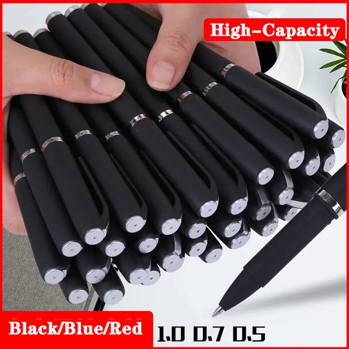 22/12pcs Large Black Matte Rod Bullet Tip 0.5 0.7 1.0 Mm Gel Pens Perfect for Business, Office Student Signatures Black Blue Red