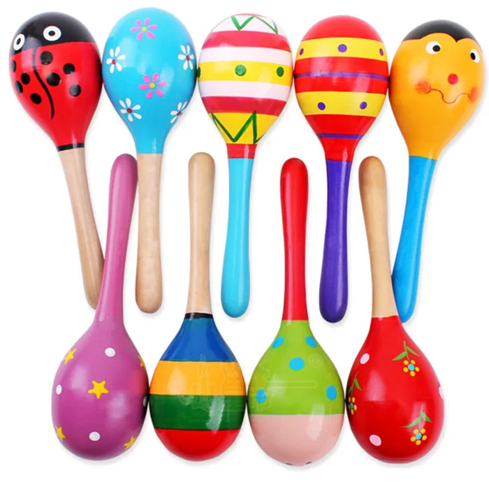 1pcs Colorful Wooden Maracas Baby Child Musical Instrument Rattle Shaker Party Children Gift Toy Kids Toys