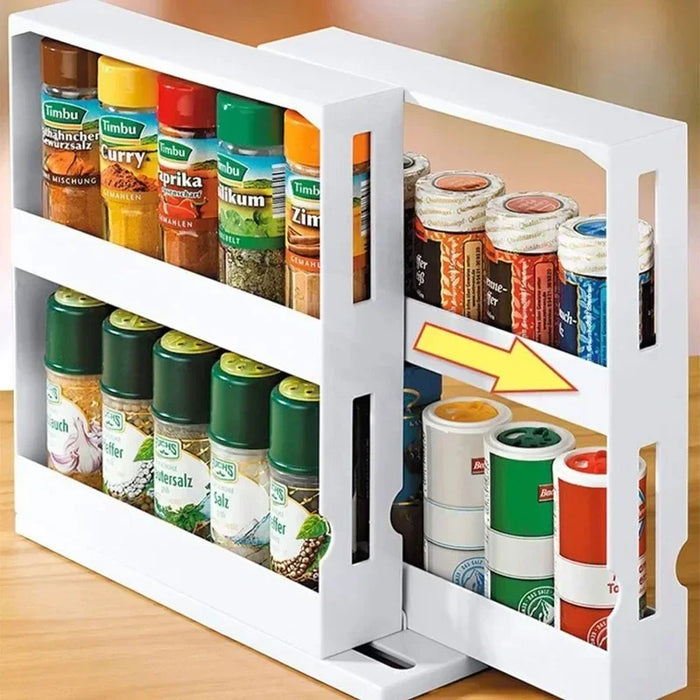 Kitchen Cabinet Organizer Storage Rack  Spice Organizer Rack Multi-Function Rotating Storage Shelf Slide  Kitchen Accessories