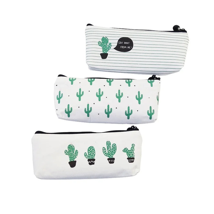 1Pcs/lot Cactus Pencil Cases Canvas lovely Stationer  Cute Pencil bag Box office and school supply