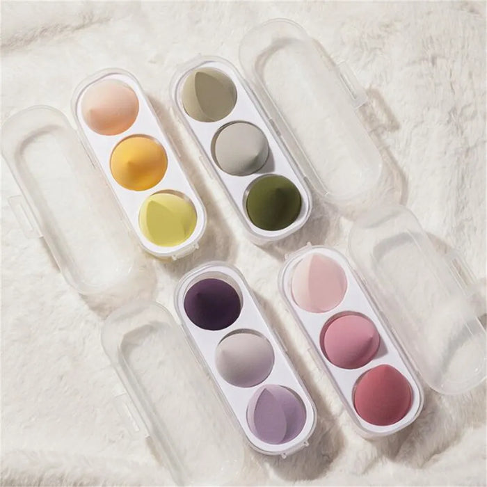 3pcs Makeup Blender Makeup Sponge Cosmetic Puff with Storage Box Foundation Powder Beauty Sponge Women Make Up Accessories Tools