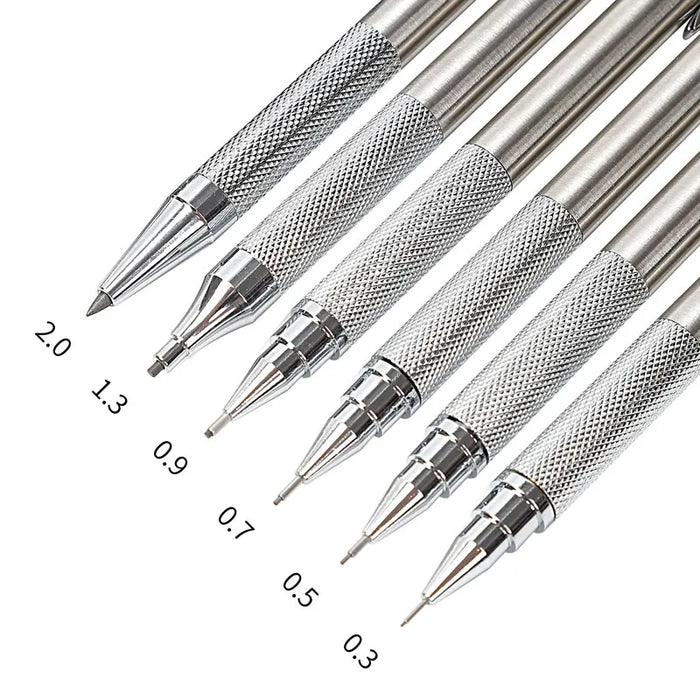 Mechanical Pencil Set 0.3 0.5 0.7 0.9 1.3 2.0mm Full Metal Art Drawing Painting Automatic Pencil with Leads Office School Supply