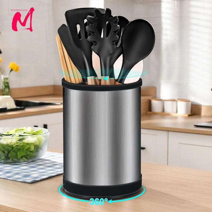 360° Rotation Utensil Holder Multifunctional Storage Bucket Fork Storage Rack Chopsticks Cage Kitchen Accessories Organizer