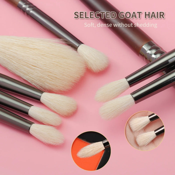 BETHY BEAUTY  Smudge Makeup brushes 3PCS Natural Goat Hair Eyeshadow Detail  and Highlight Blending Beauty Cosmetic Brushes