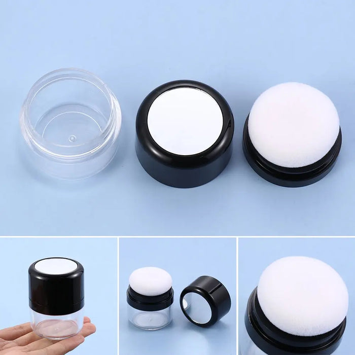 Powder Case with Mushroom Sponge Puff Portable Loose Powder Box with Mirror Travel DIY Cosmetic Foundation Powder Box Compact