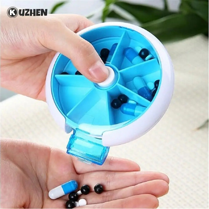 Weekly Rotating Pill Box Travel Pill Case Splitter Pill Organizer Medicine Box 7 Day Pill Cutter Tablet Container Pastillero