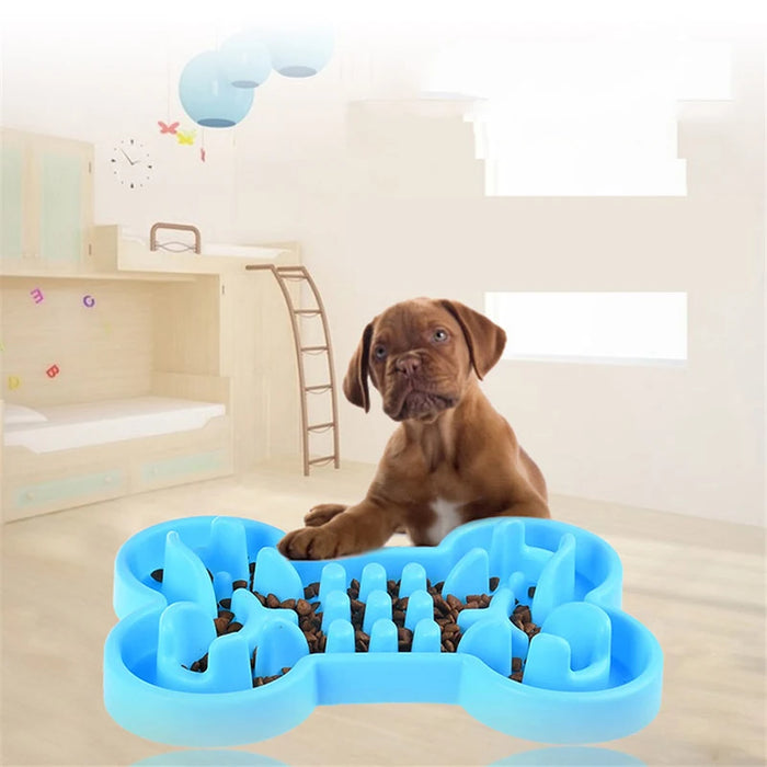 Pet Slow Food Bowl Silicone Bone Shaped Anti-Skid Dog Bowl Cats Feeding Bowls Leakproof Food Feeder Training Dog Slow Food  Pet