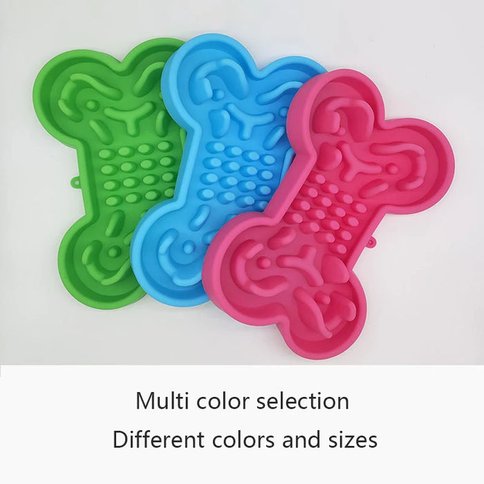 Pet Slow Food Bowl Silicone Bone Shaped Anti-Skid Dog Bowl Cats Feeding Bowls Leakproof Food Feeder Training Dog Slow Food  Pet