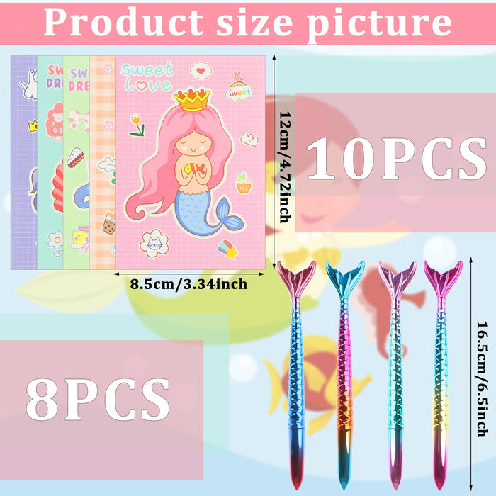 Fashion 8 Pcs Mermaid Tail Liquid-Ink Cute Gel Pens 0.5mm School Student Stationery Office Supplies Accessories