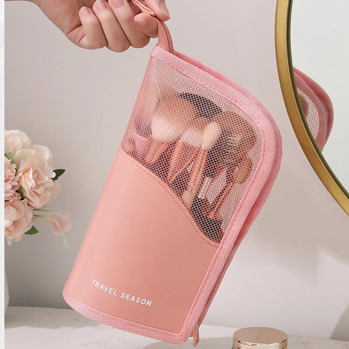 1 Pc Stand Cosmetic Bag for Women Clear Zipper Makeup Bag Travel Female Makeup Brush Holder Organizer Toiletry Bag