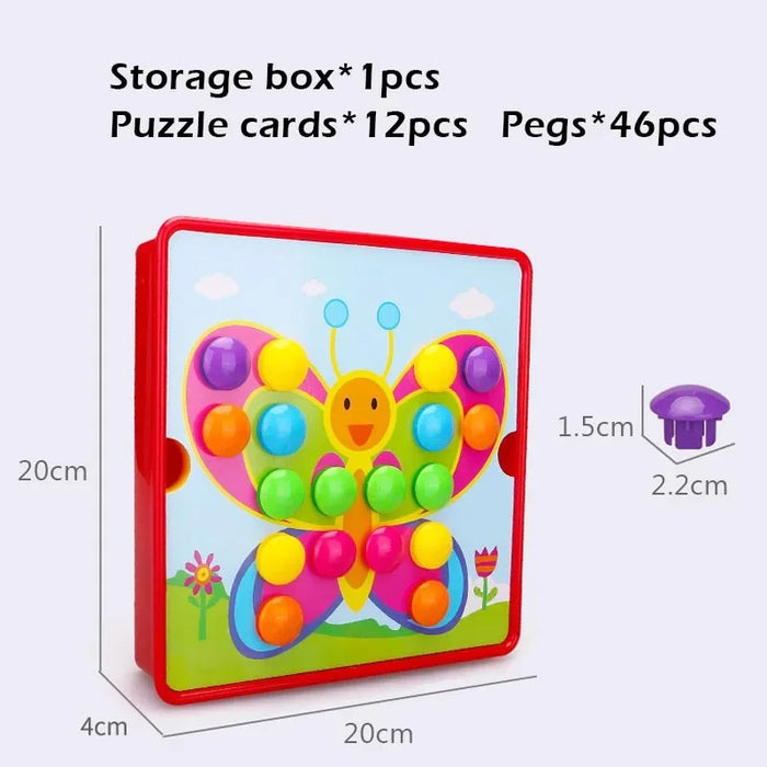 3D Mushroom Nail Puzzle Jigsaw Toy Montessori Baby Toys Cartoon Animal Puzzles Game Kids Early Educational Toys Children Gifts