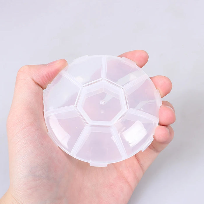 1PC Round 7 Compartment Pill Box Transparent Medicine Pill Case Portable One-week Pill Box Healthcare Supplies