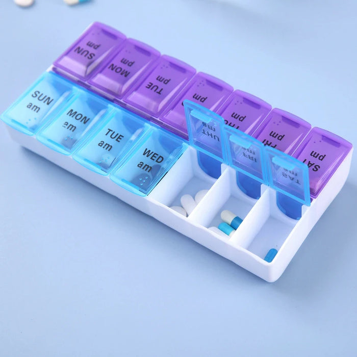 14 Grids 7 Days Weekly Candy Pill Case Medicine Tablet Dispenser Organizer Pill Box Splitters Pill Storage Organizer Container