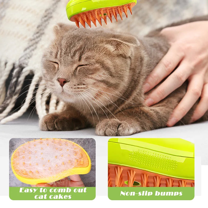 Cat & Dog Pet Electric Spray Comb USB Charging Massage Steamer Brush Silicone Depilation Brush Pet Bath Brush Grooming Supplies