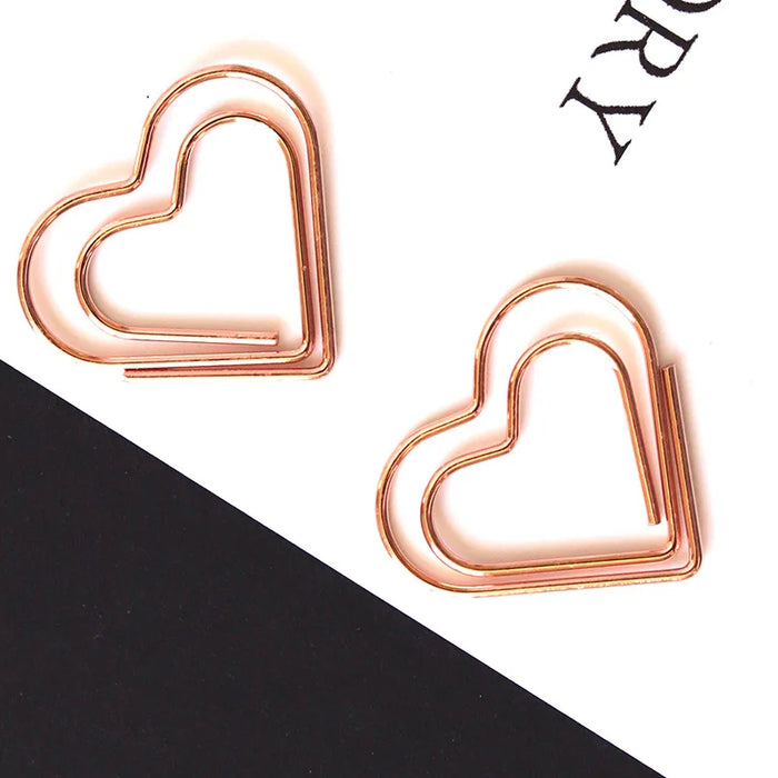 20pcs 25x23mm Heart Metal Paper Clips Photo Office Memo Paper Peg Stationery Bookmark Color Envelope Mail Message Book Folder