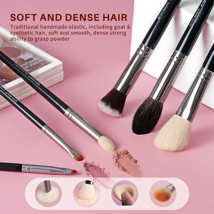 BETHY BEAUTY 1 PC Goat Hair Blender Highlighter Blush Buffer Face Shape Shader Soft Crease Makeup Brush For Face