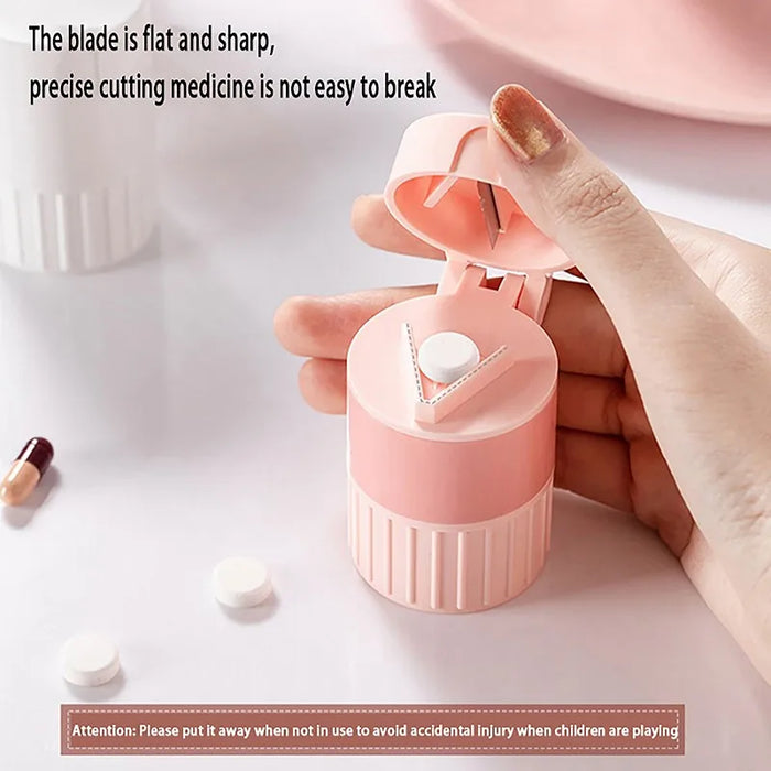 4 In 1 Portable 4 Layer Powder Tablet Grinder Powder Pill Cutter Medicine Splitter Box Storage Crusher Portable Pill Box