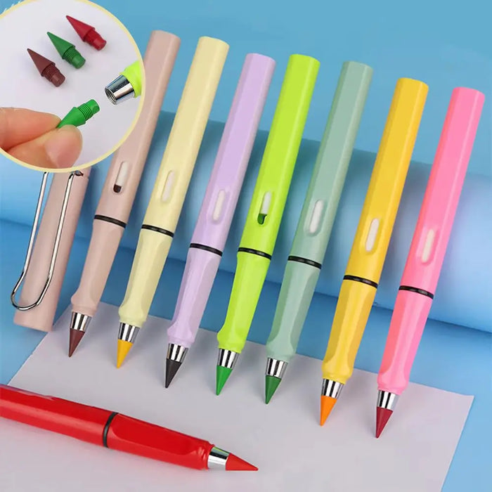 12pcs/set Color Eternal Pencil Can Be Wiped Magic Replace Head Eco Friendly Student Painting Kids Gift Draw School Supply Gifts