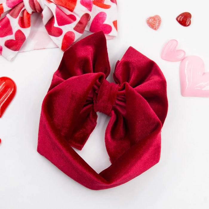 2Pcs/Lot Velvet Baby Valentine's Day Headbands Gift Photography Props Heart Shap Big Bows Hairbands Korean Kids Hair Accessories