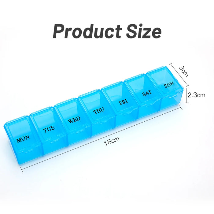 Medicine Pill Box 7 Days Weekly Pillbox Case Plastic Square Pills Box Organizer Week Tablets Medicine Storage Medical Travel