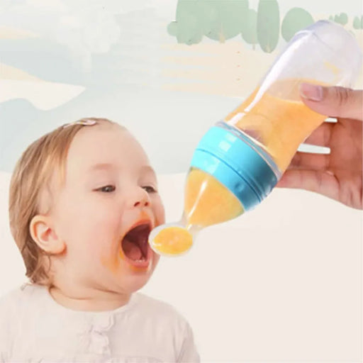 Baby Feeding Bottle With Spoon 90ml Silicone Newborn Infant Squeeze Spoon Toddler Food Supplement food Cereal Bottle Milk Feeder