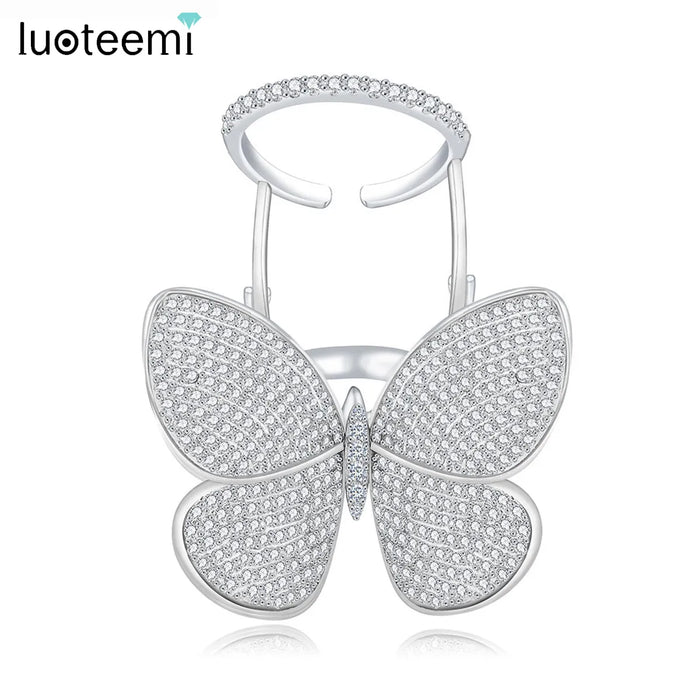 Crystal Stones Made Butterfly Ring