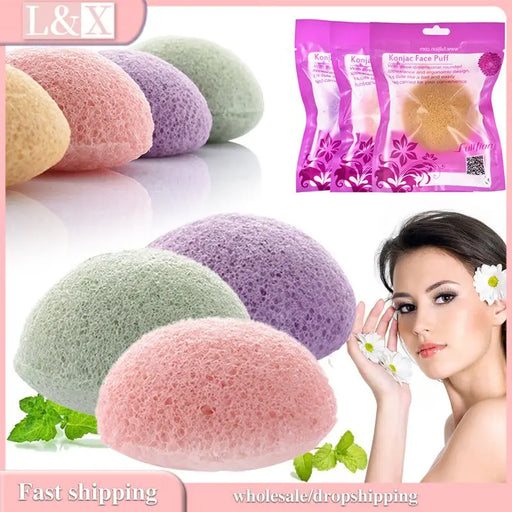 1PC Round Shape Konjac Sponge Cosmetic Puff Face Cleaning Sponge Natural Konjac Puff Facial Cleanser Beauty Tool Face Wash Puff