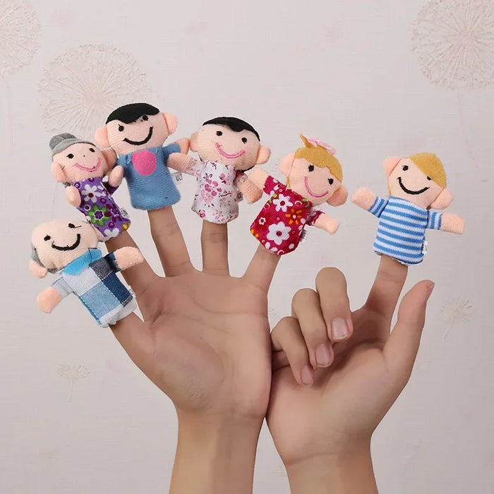 Baby Plush Toy Finger Puppets Tell Story Props 10pcs Animals or 6pcs Family Doll Kids Toys Children Gift