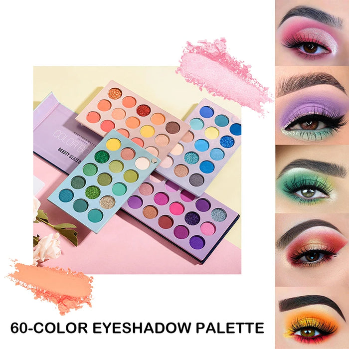 72/60 Colors Matte Shimmer Eyeshadow Palette Waterproof Long-lasting Eye Shadow Makeup Cosmetic Glitter Eyeshadow Beauty Tools