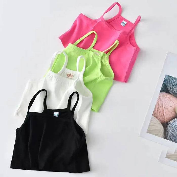 Candy Color Kids Underwear Model Cotton Tops For Girls Teenager Girls Camisole Kids Singlets Children Undershirt Baby Clothing