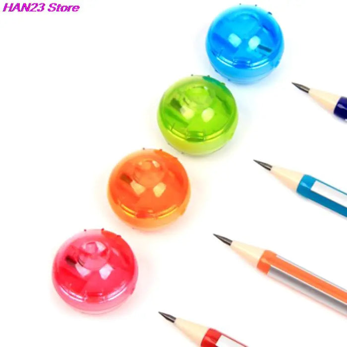 2pcs Cute Round Mini Pencil Lead Dedicated Sharpener Double Hole School Office Supply Kids Gift 1.6 x 3.4cm Random Color