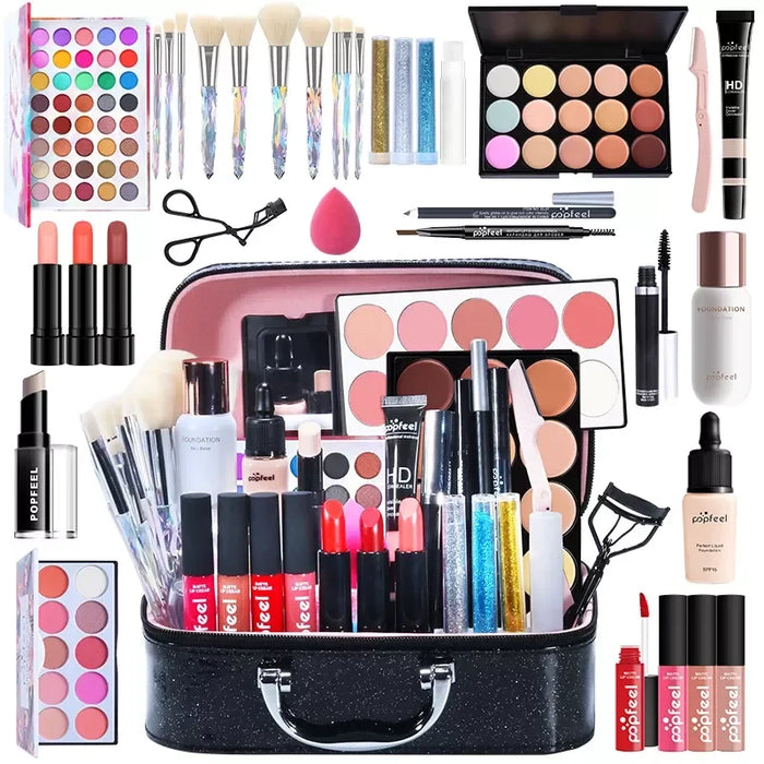 POPFEEL 8-56Pcs Makeup Set Full Professional Makeup Kit Eyeshadow Blush Foundation Face Powder Makeup Case Korean Cosmetic