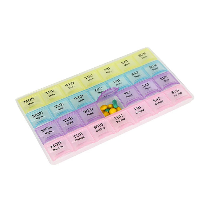 1PC 4 Row 28 Squares Weekly 7 Days Tablet Pill Box Holder Medicine Storage Organizer Container Case