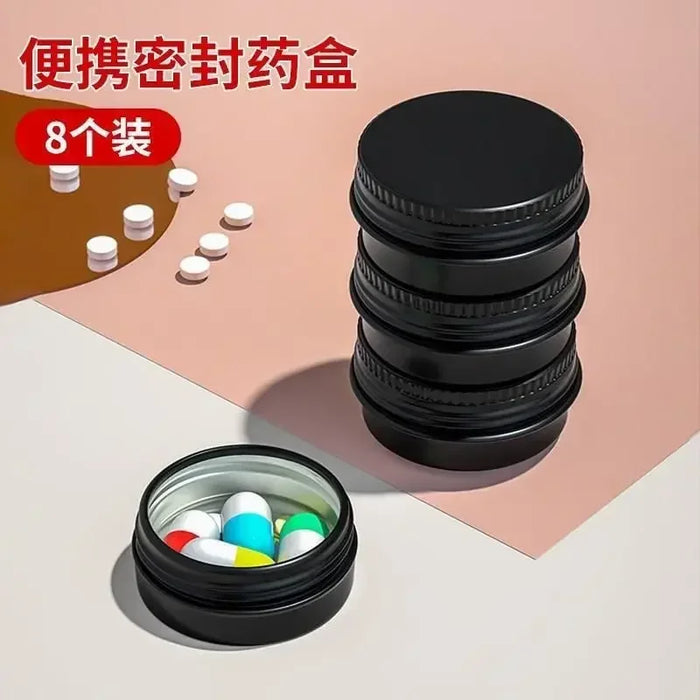 Mini Medicine Box Portable Black Light-proof Small Portable Aluminum Alloy Food Grade Packaging Sealed Small Box Does Not Rust