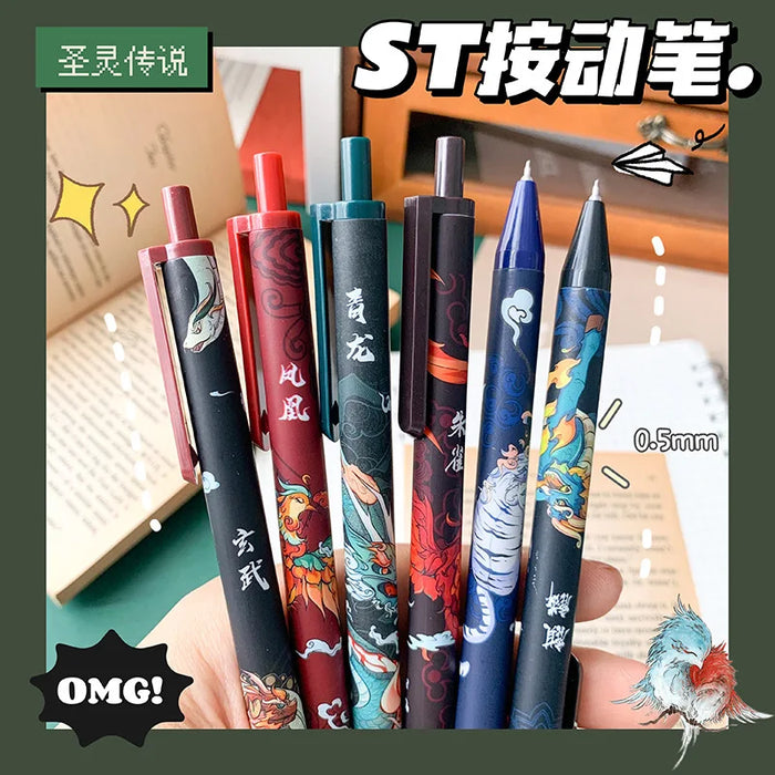 Yatniee 6pcs Set Pens Kawaii Gel Pen Black Ink Writing Pens Student Office Accessories Pens For Writing Korean Stationery