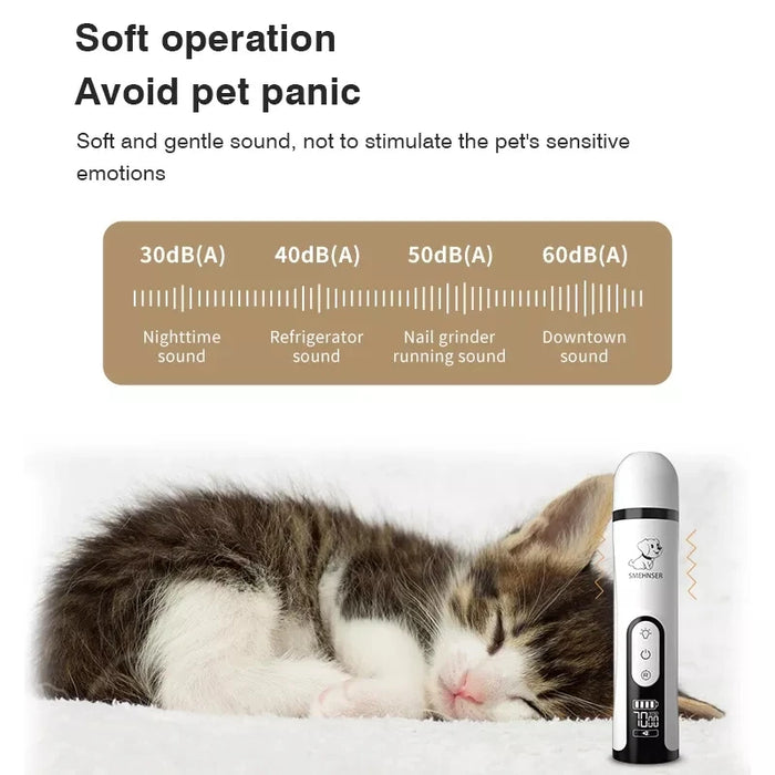 Electric Pet Nail Grinder With LED Light Cat Dogs Nail Clippers USB Rechargeable Paws Nail Cutter Pet Grooming Trimmer Supplies