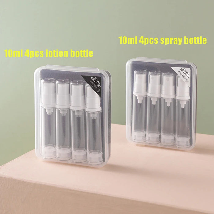 5ml 10ml 3/4Pcs Travel Sub-Bottling Set AS Vacuum Spray Lotion Cosmetic Empty Refillable Bottle Portable On Plane