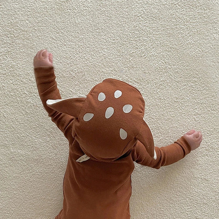 Adorable Baby Sika Deer Romper Hat 2pcs Sets Brown Infant Boy Girl Bodysuit Cap Clothing Outfits Long Sleeve Autumn Winter