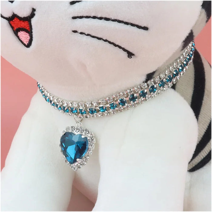 diy cute luxury pet collar pet cat dog collar love pendant pet supplies love crystal luxury collar kitten collar cat necklace