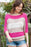 Rose Contrast Stripe Half Sleeve Knit Top