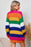 Multicolor Striped Print Button Front Knitted Long Cardigan