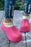 Rose Red Waterproof Thick Sole Parchwork Ankle Shoes