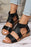 Black Crisscross Detail Hollowed Leather Gladiator Sandals