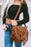 Chestnut Vintage Faux Suede Fringed Saddle Bag