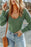 Green U Neck Textured Long Sleeve Top