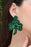 Blackish Green St Patrick Clover Beaded Dropping Earrings